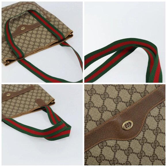 GUCCI GG Supreme Web Sherry Line Tote Bag PVC Beige Gold 89 02 003 Auth 130821 - Picture 16 of 16